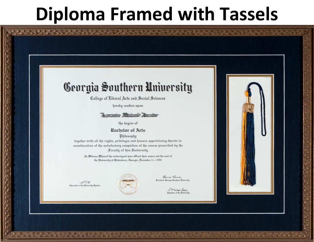 Example of a College Diploma Custom Framed with Tassels