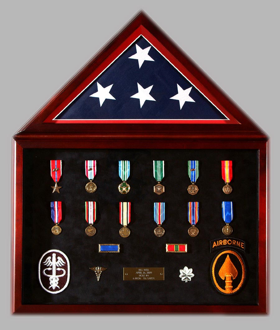 Presentation Shadowbox With Flag And Medals