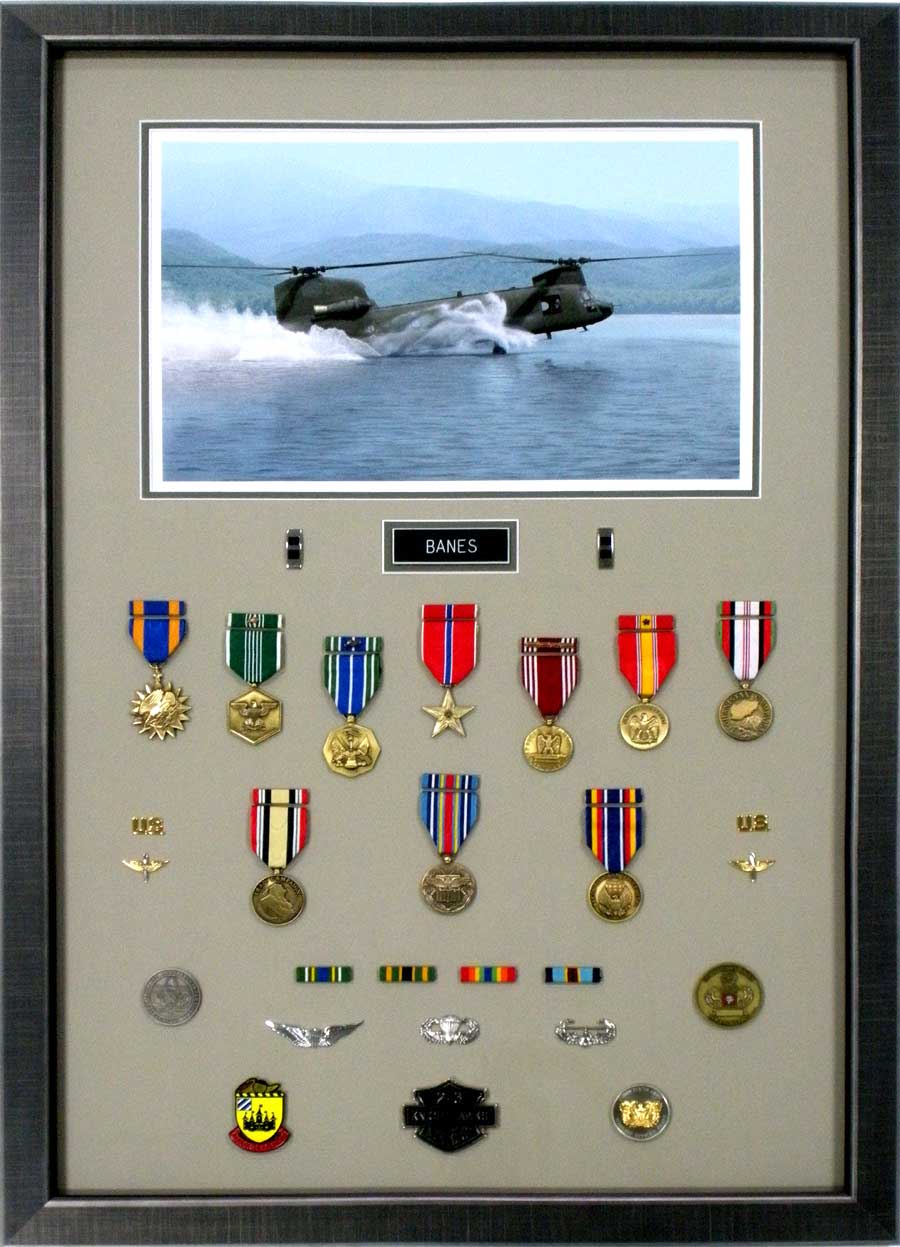 Military Shadowbox With Medals and Photograph